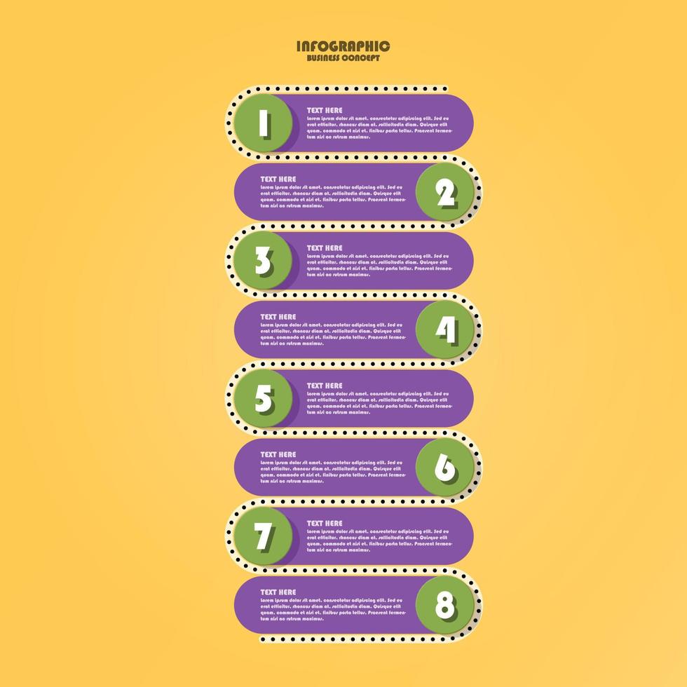 Infografik mit 8 Schritten, Prozess oder Optionen. vektor