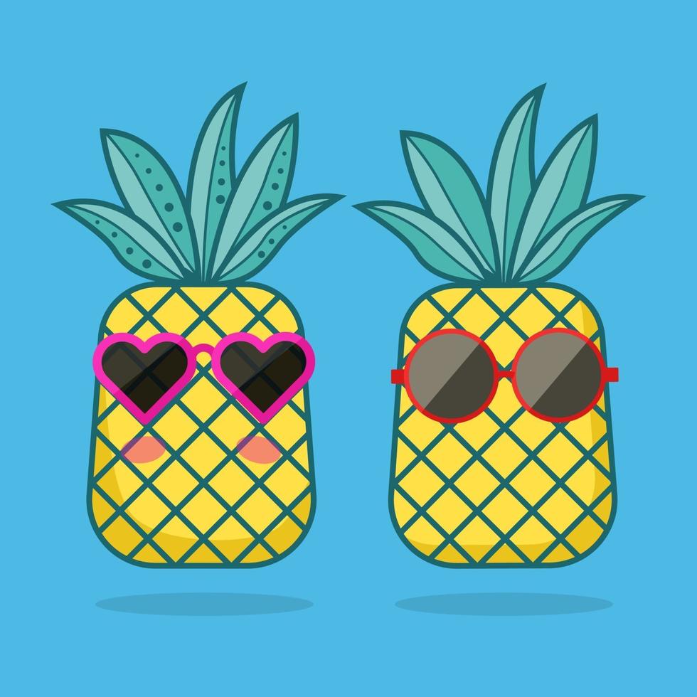 Ananas Zeichen mit Sonnenbrille Illustration vektor