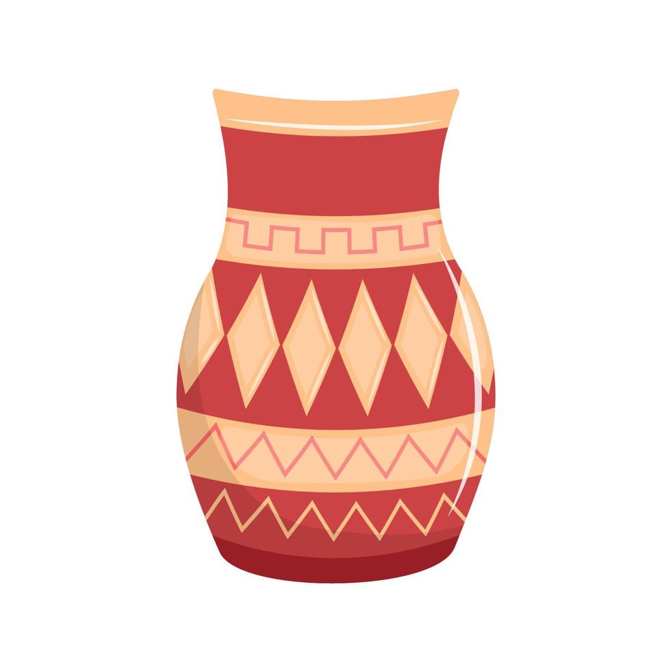 Keramik orientalisch rot Vase. isoliert Vektor Illustration.