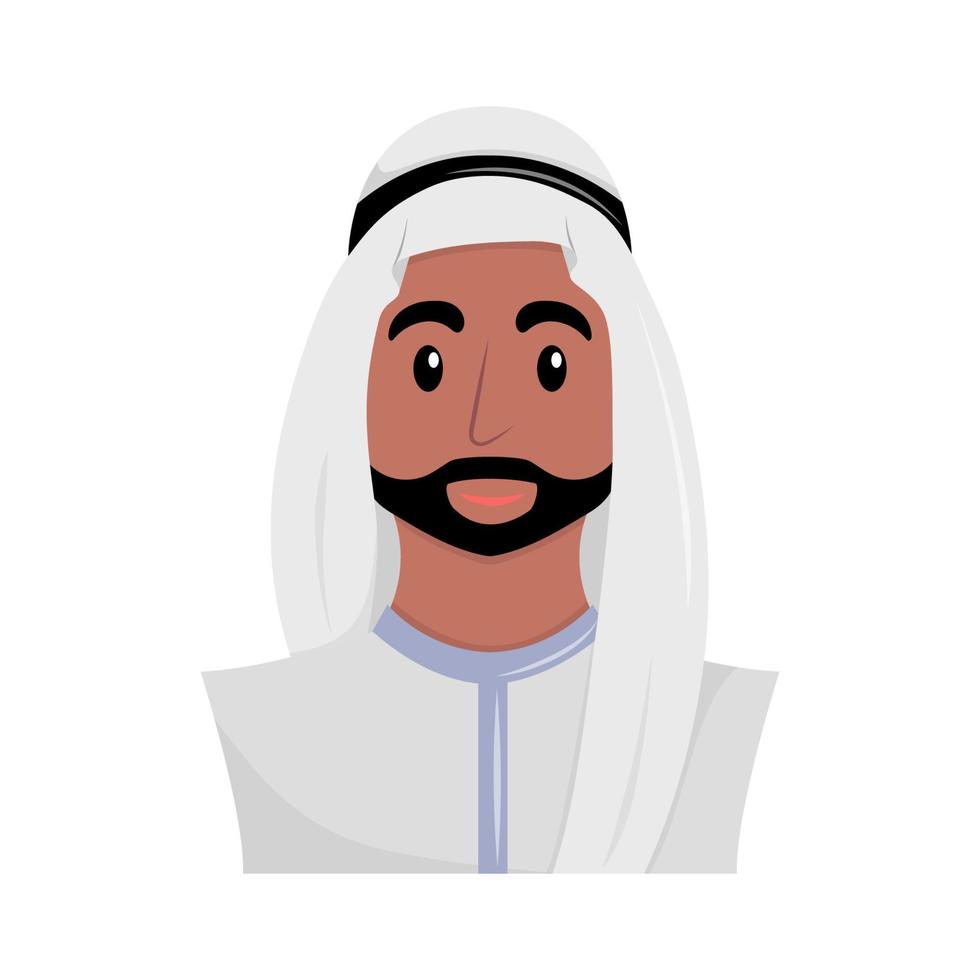 Benutzerbild von jung arabisch Mann im National Kostüm. eben Vektor Illustration isoliert auf Weiß Hintergrund.