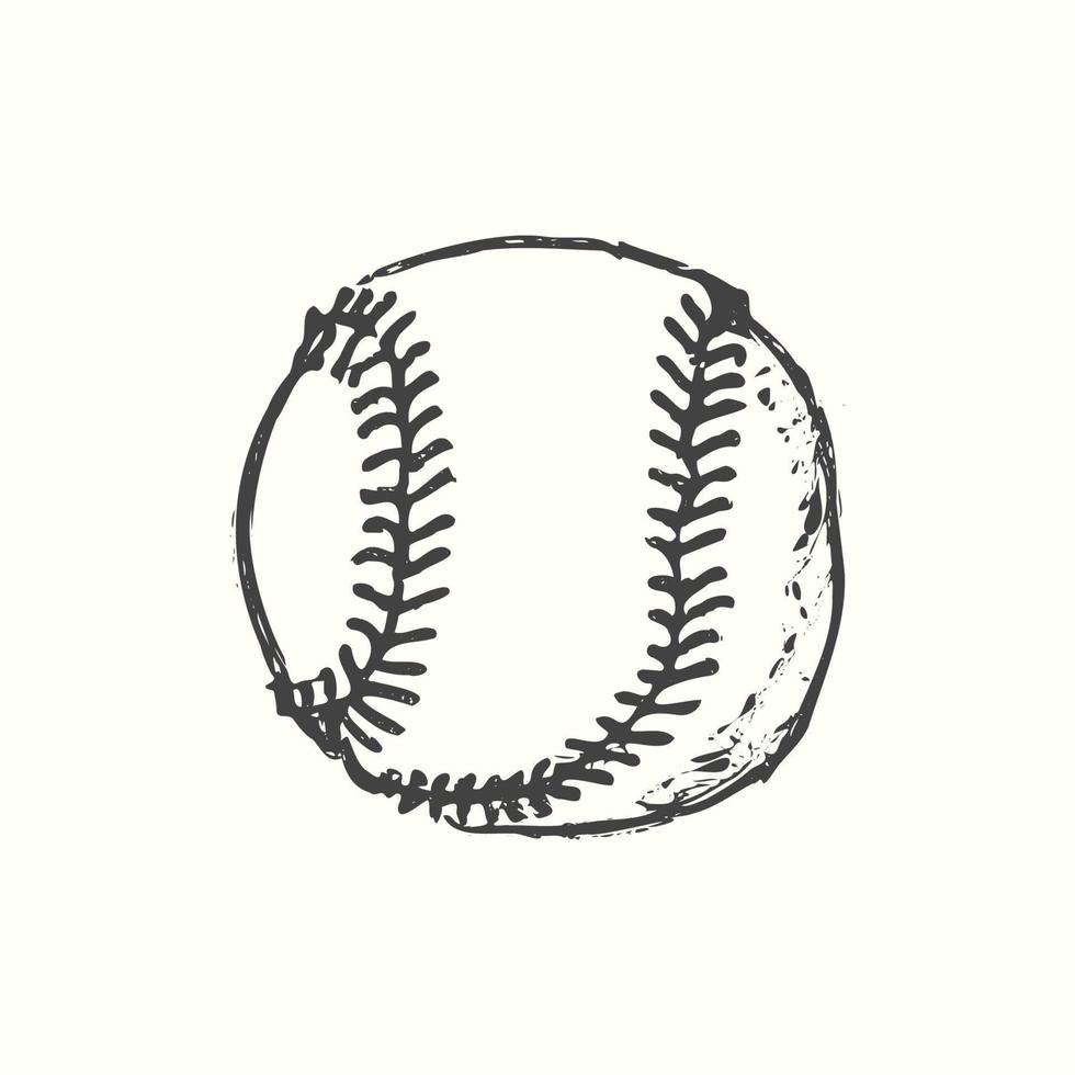 Baseball weicher Ball Vektor Illustration im schwarz. detailliert Jahrgang Stil Zeichnung