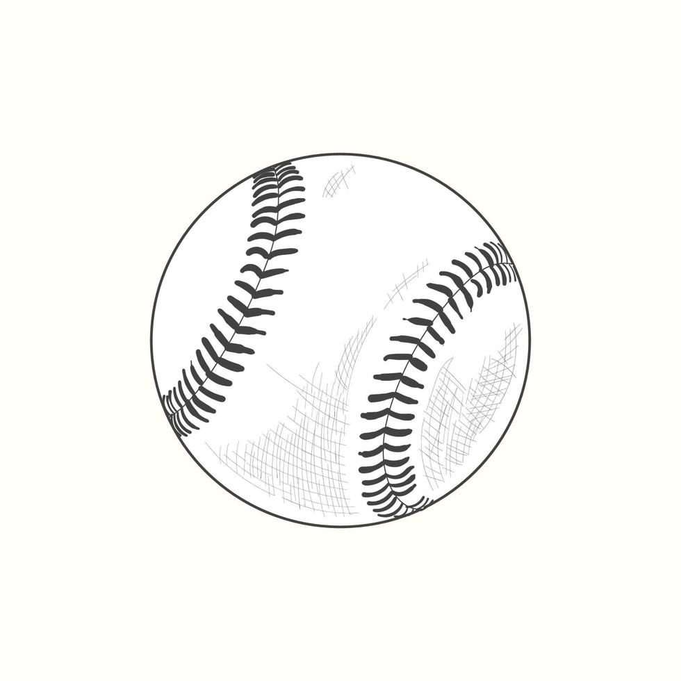 Baseball weicher Ball Vektor Illustration im schwarz. detailliert Jahrgang Stil Zeichnung