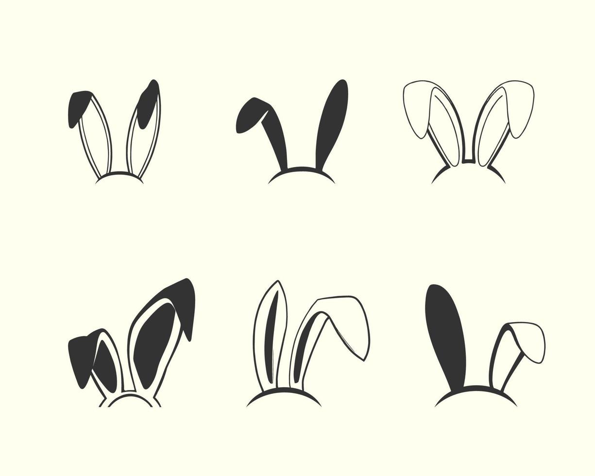 påsk kanin öron illustration samling, hand dragen öra illustration vektor