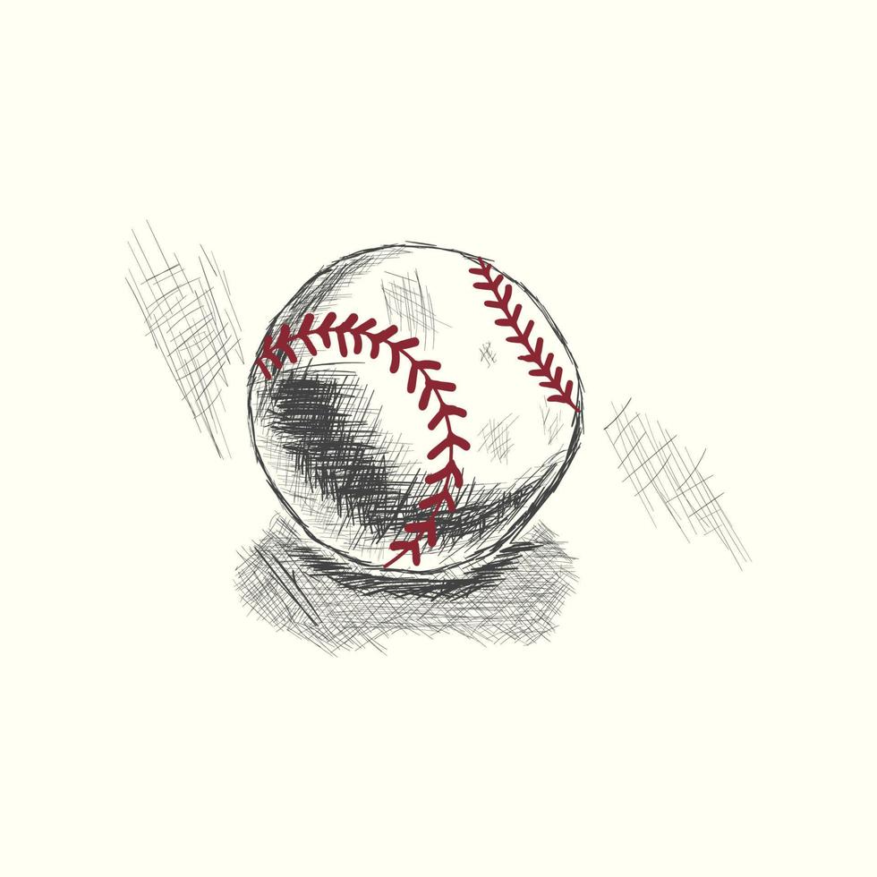Baseball weicher Ball Vektor Illustration im schwarz. detailliert Jahrgang Stil Zeichnung