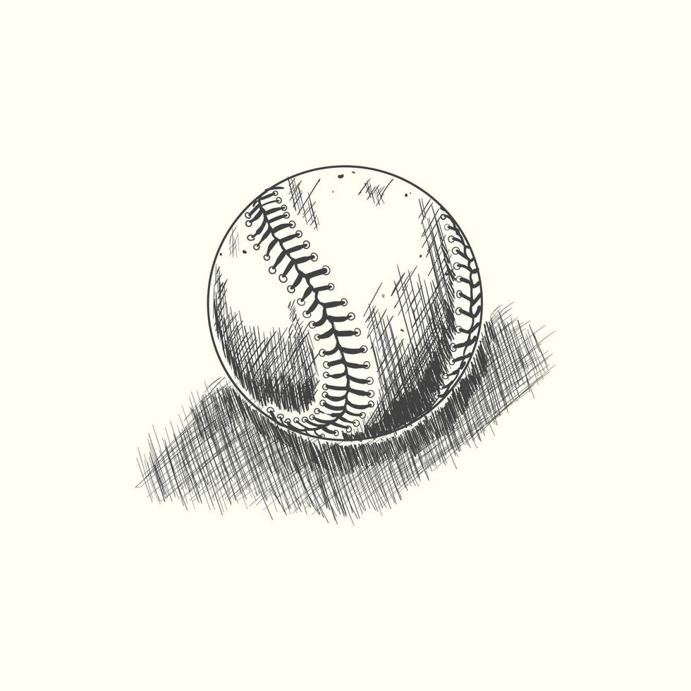 baseboll mjuk boll vektor illustration i svart. detaljerad årgång stil teckning