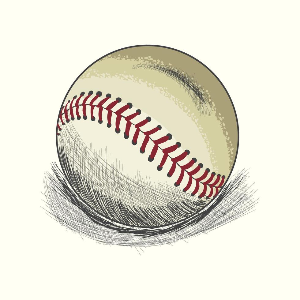 Hand gezeichnet Baseball Ball skizzieren Vektor Illustration im Farbe, Jahrgang Stil