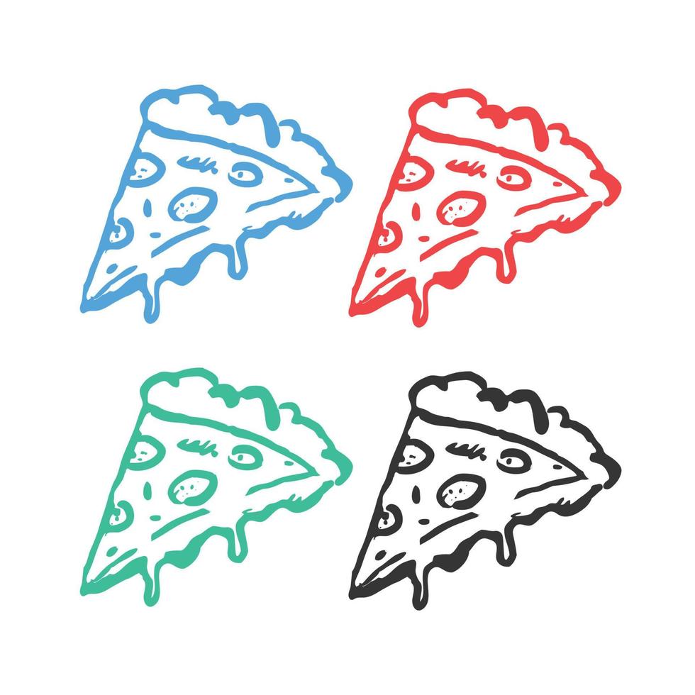 Pizza Scheibe Symbol, Schnitt Pizza mit Soße, Pizza schnell Essen Vektor Symbole im mehrere Farben