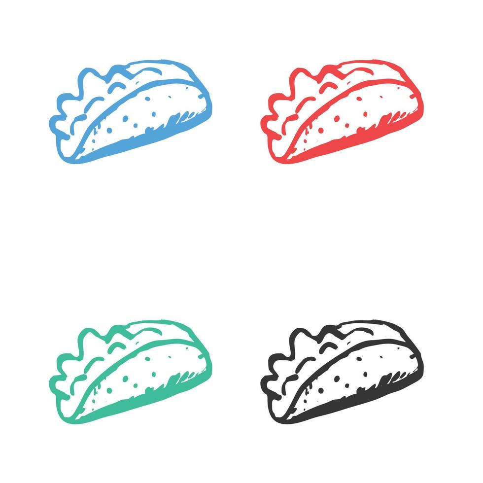 Taco, Mexikaner Essen schnell Essen Vektor Symbole im mehrere Farben