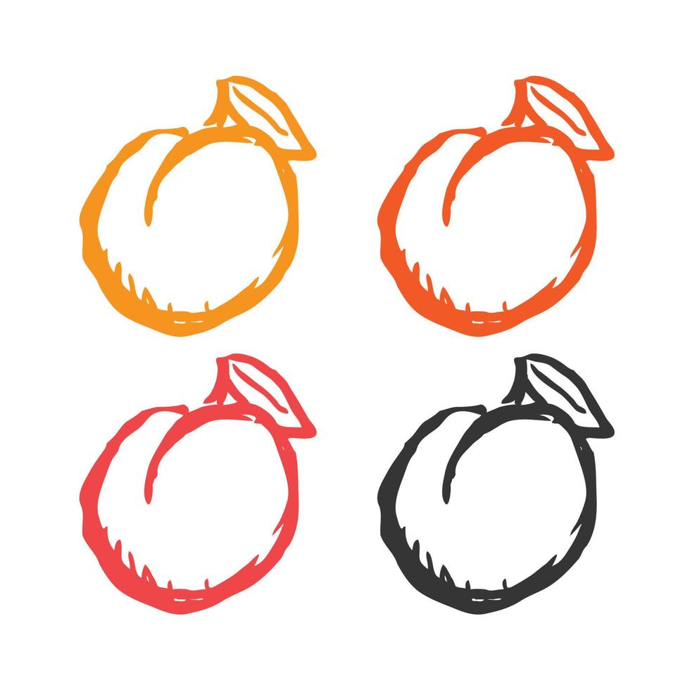 Aprikose Obst Symbol, Pflaume Symbol. Pfirsich Symbol. Aprikose Symbol, Aprikose Obst Logo Vektor Symbole im mehrere Farben