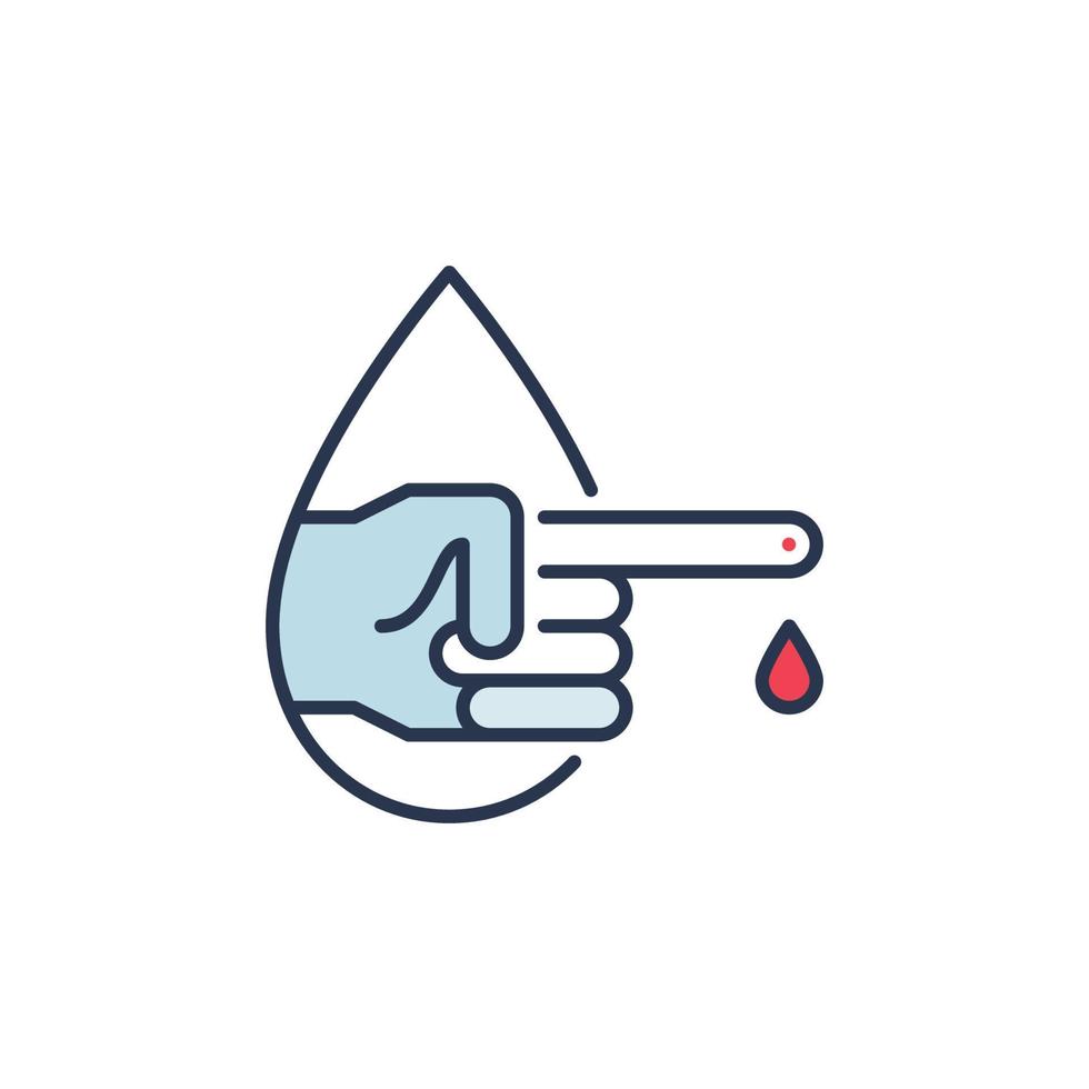 Blut Prüfung von Finger Vektor Konzept farbig Symbol oder Logo