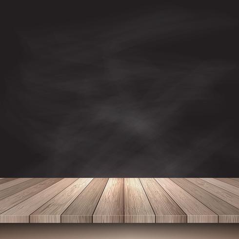 Holztisch gegen Tafelhintergrund vektor