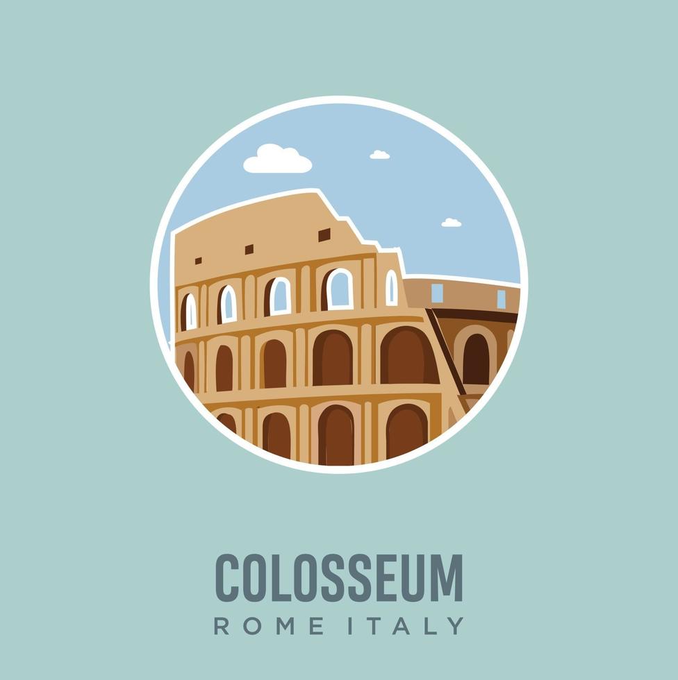 Kolosseum in Rom Italien Wahrzeichen Design Vektor-Illustration. Italien Reisen und Attraktionen, Sehenswürdigkeiten, Tourismus und traditionelle Kultur vektor