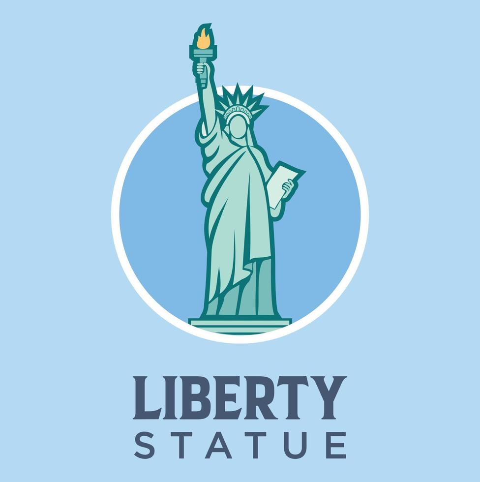 Wahrzeichen der Freiheit Wahrzeichen in New York Vektor flache Design-Illustration. Reisen und Attraktionen der Vereinigten Staaten, Sehenswürdigkeiten und Tourismus