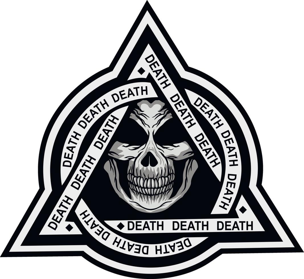 militär skylt med skalle i triangel, grunge vintage design t-skjortor vektor