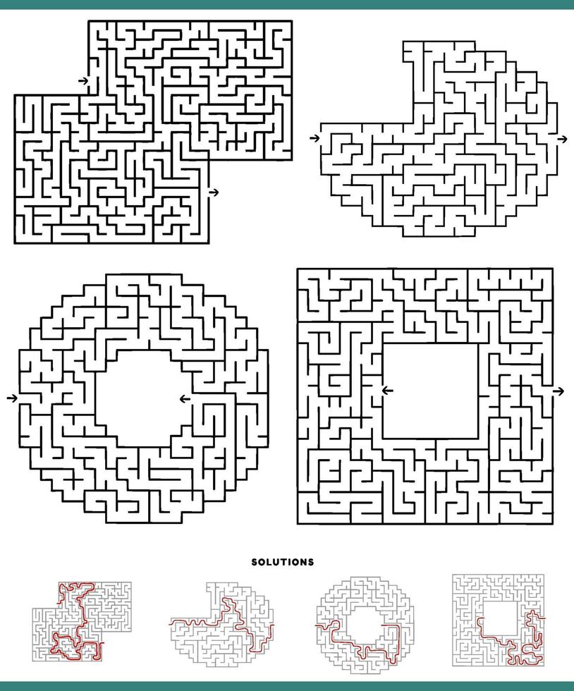 labyrint spel diagram med lösningar vektor