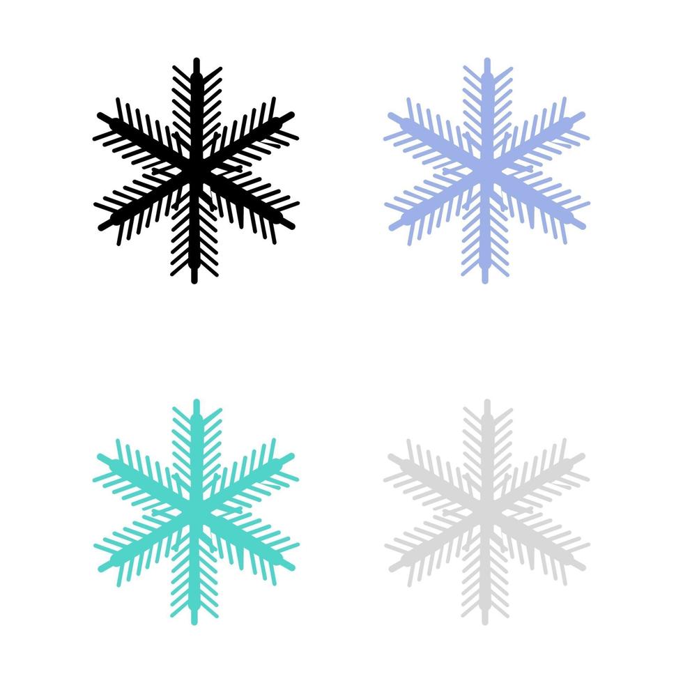 Schneeflocke auf weißem Hintergrund eingestellt vektor