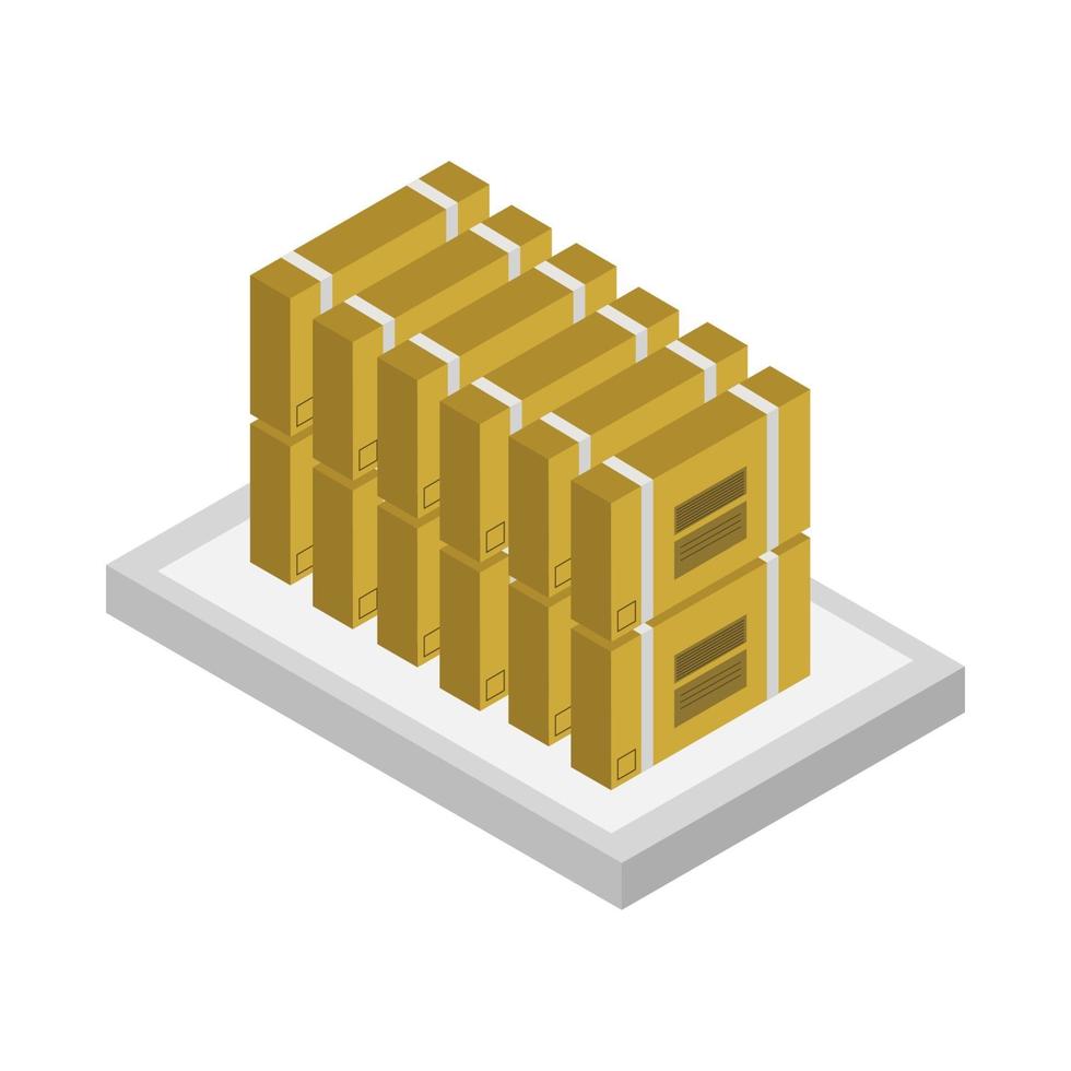 isometriska lådor på bordet på vit bakgrund vektor