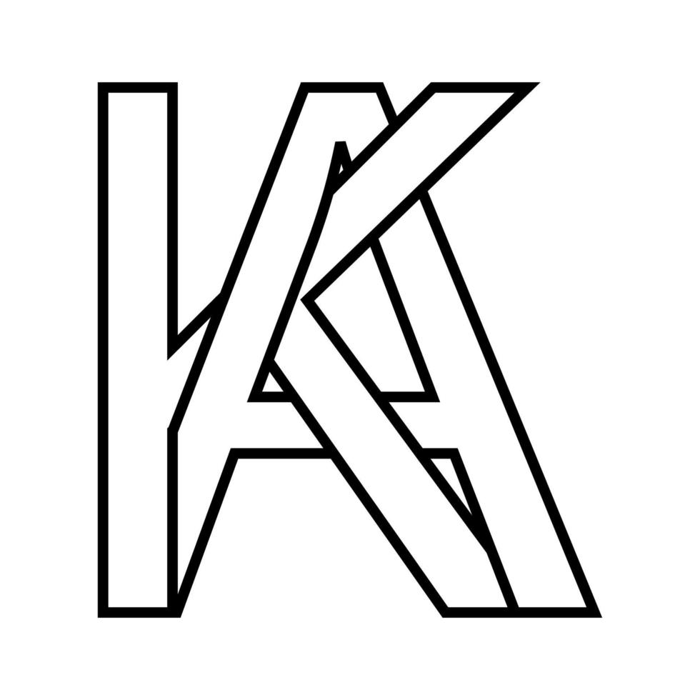 Logo Zeichen ka ak, Symbol doppelt Briefe Logo ein k vektor