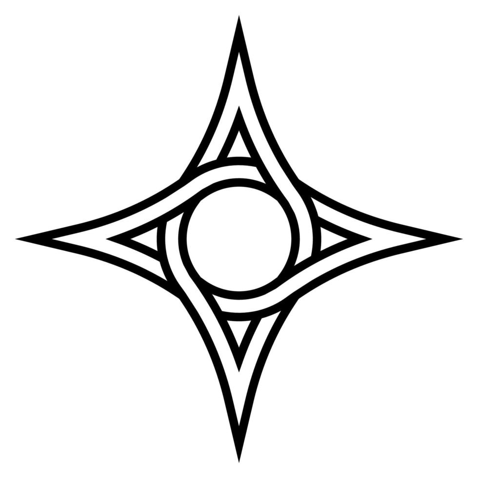 geometrisch Logo vier spitz Star mit ein Kreis innen, Vektor Symbol von das Verkehr Mittel, Zeichen von Verflechtung