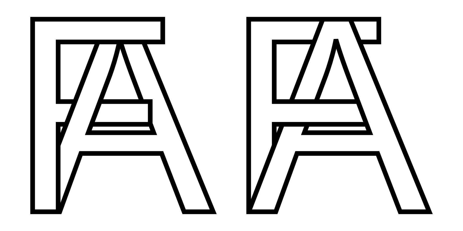 logotyp tecken fa af ikon tecken interlaced brev en, f vektor logotyp af, fa först huvudstad brev mönster alfabet en, f