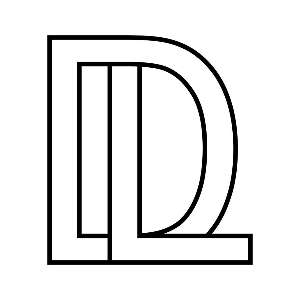 Logo Zeichen dl ld Symbol Zeichen dl interlaced Briefe d l vektor