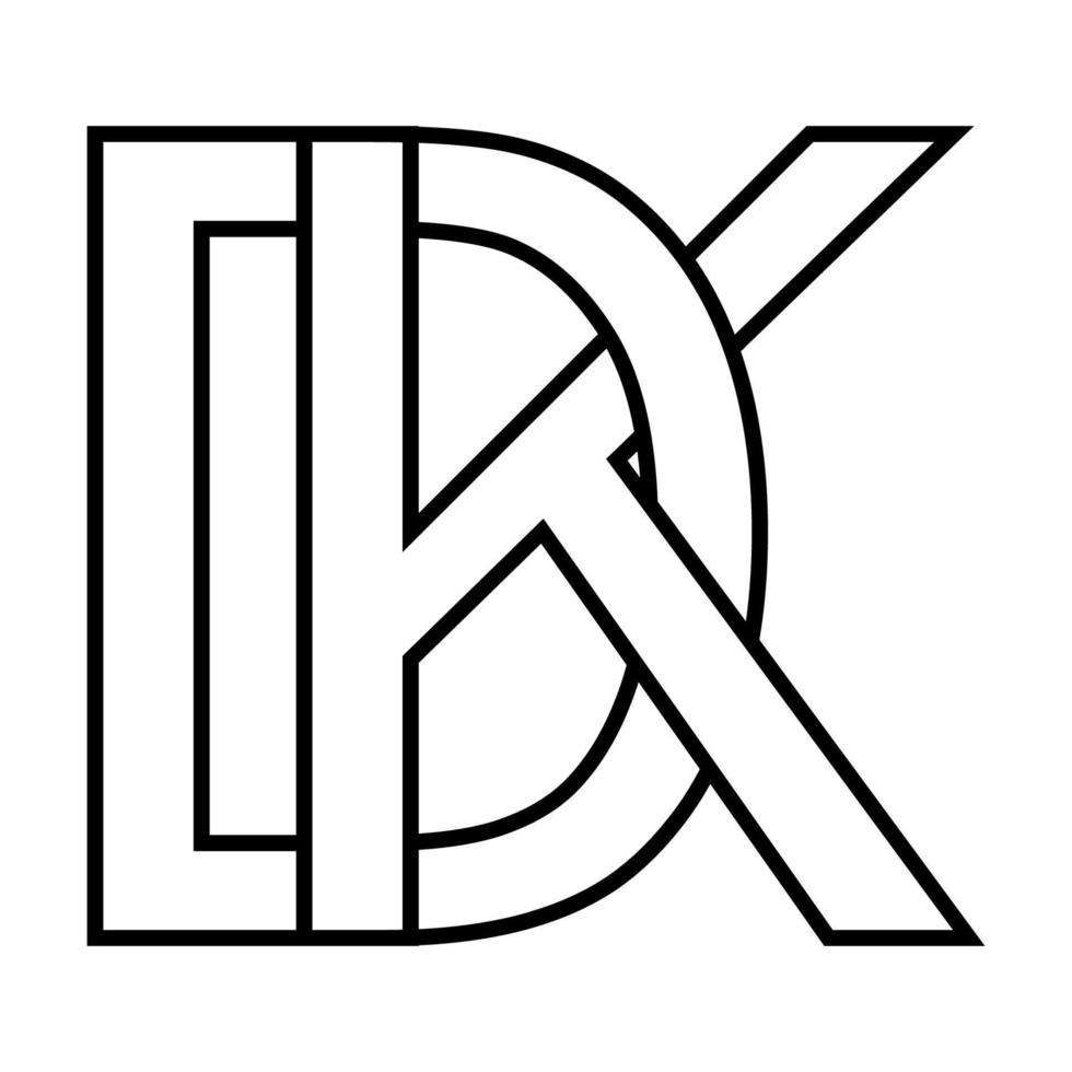 logotyp tecken dk kd ikon tecken, dk interlaced brev d k vektor