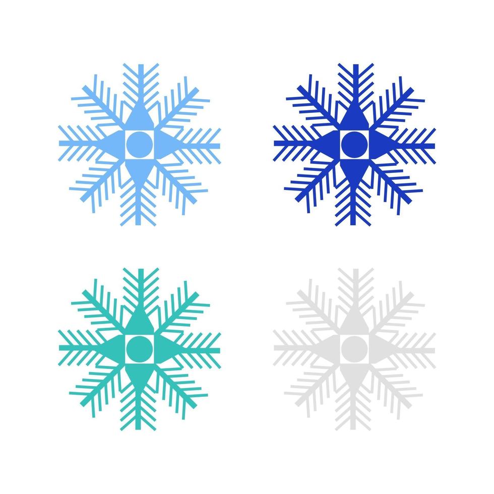 Schneeflocke auf weißem Hintergrund eingestellt vektor