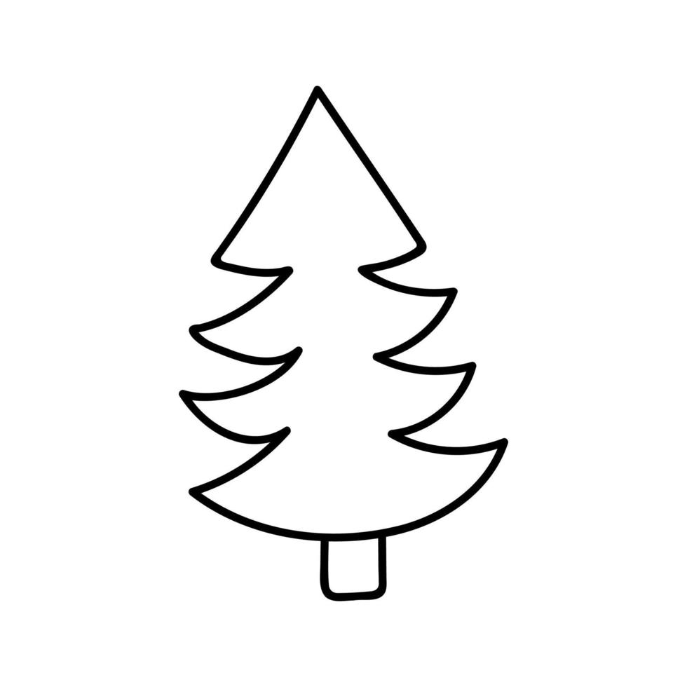 hand dragen vinter- jul träd. vektor illustration av klotter