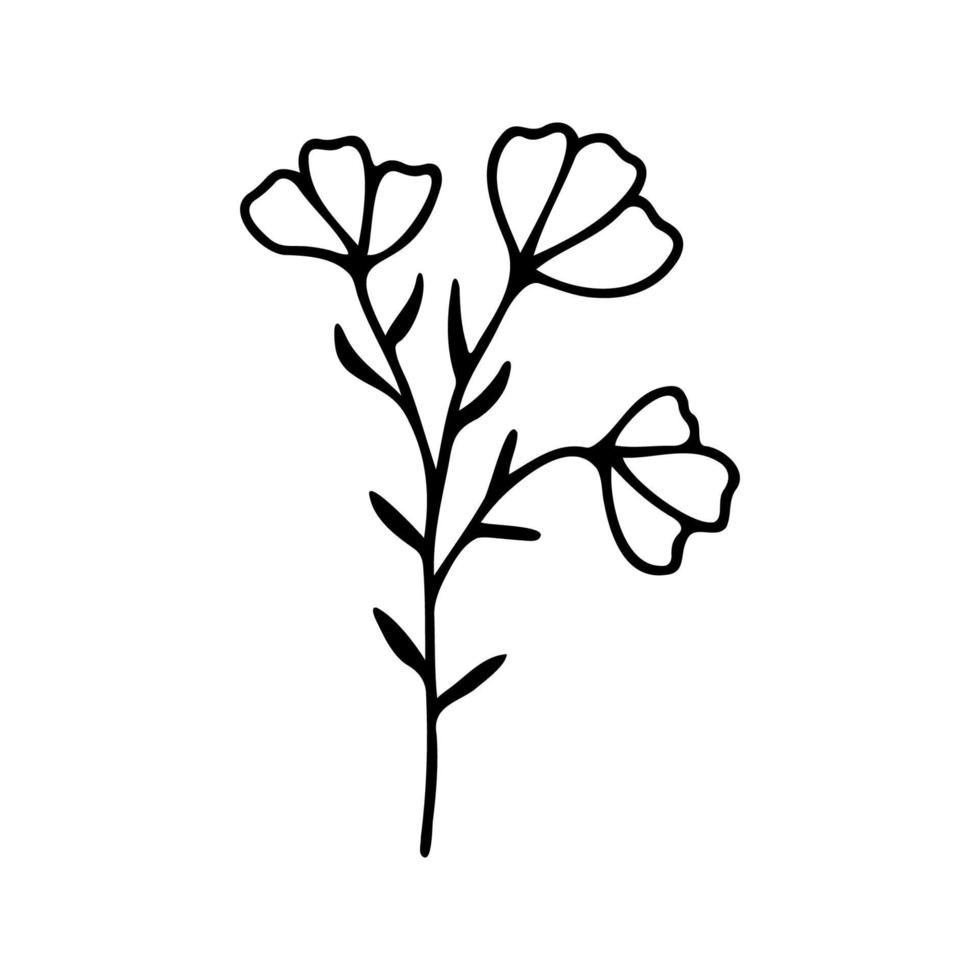 hand dragen ört, blommig ClipArt. ett linje klotter vektor