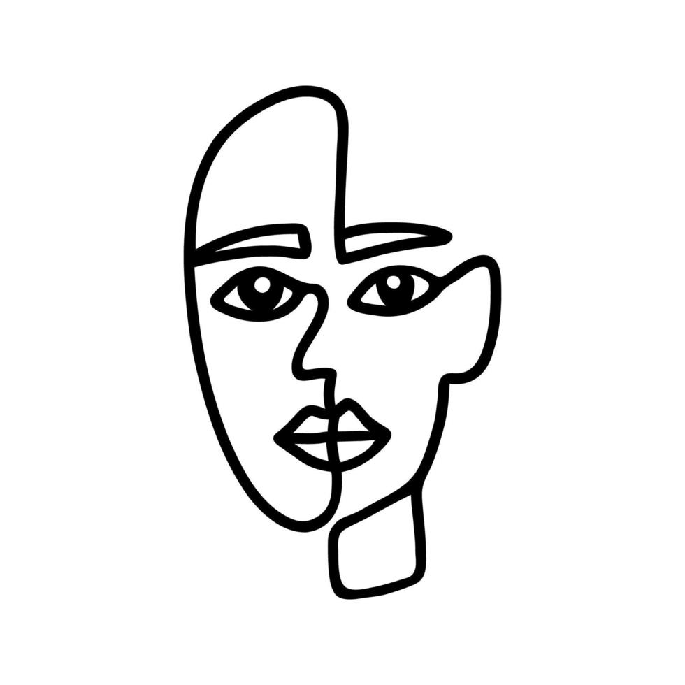 ett linje skön kvinna ansikte illustration. vektor enda linje