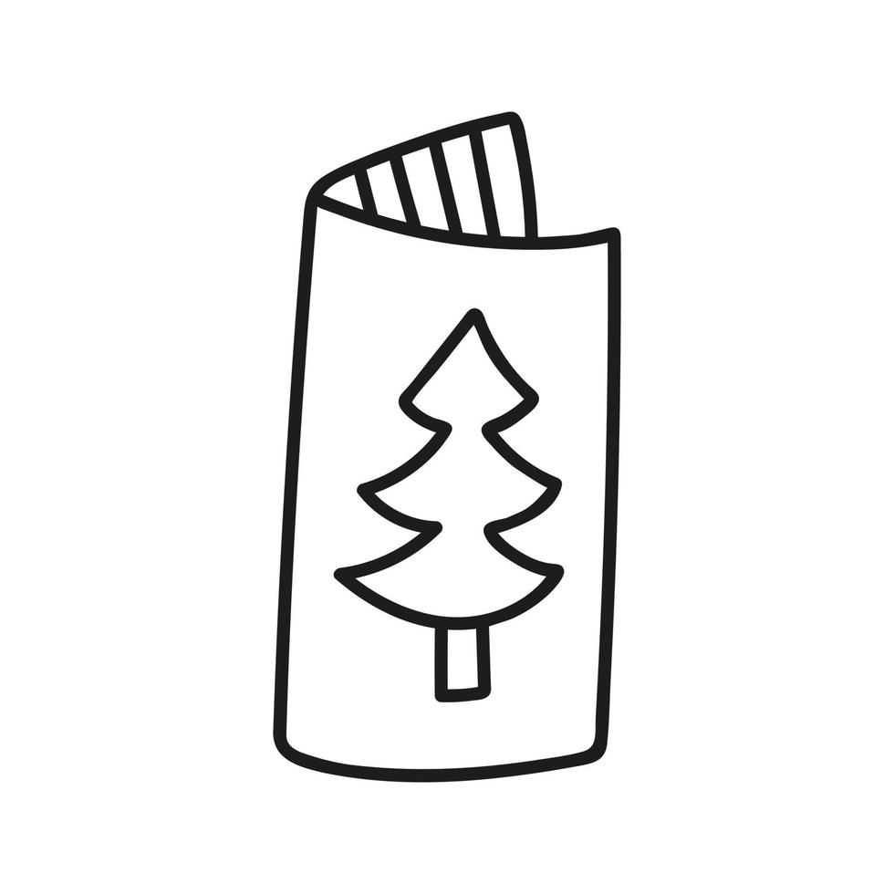 hand dragen jul gåva kort med gran träd. klotter vektor illustration