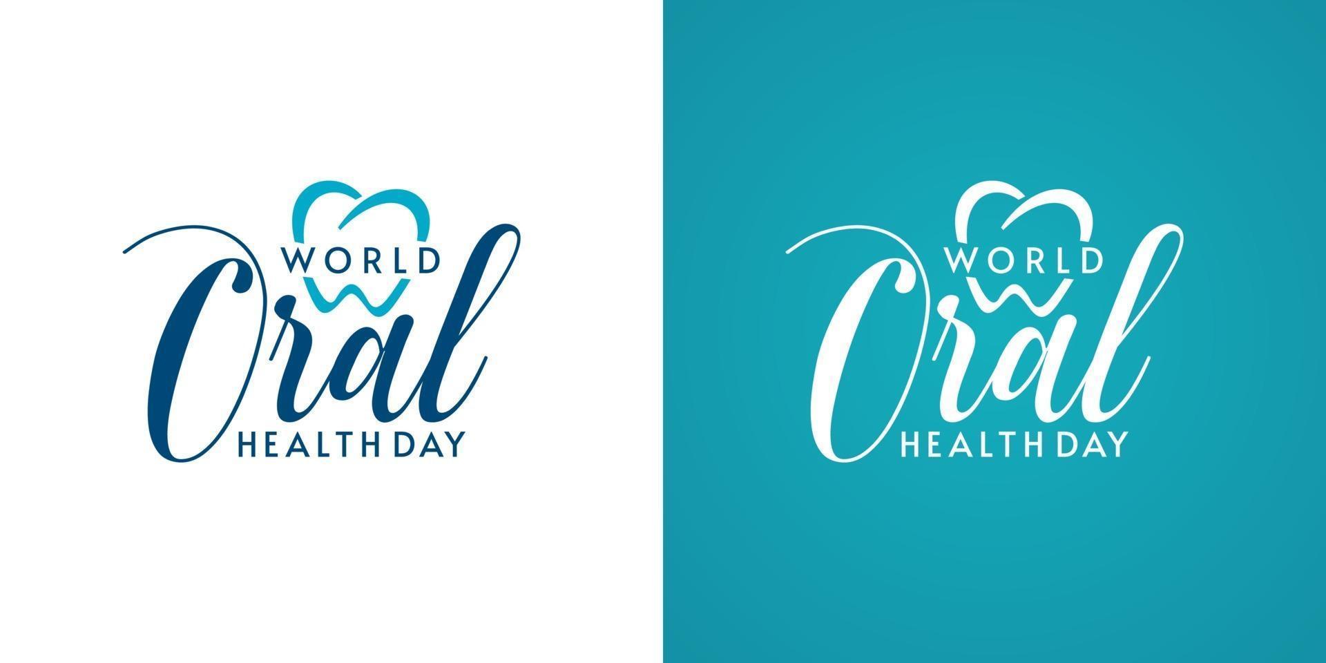 världens munhälsodag typografiska logotypdesigner vektor
