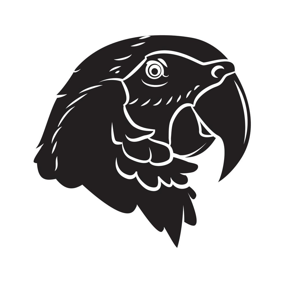 papegoja huvud svart vektor illustration