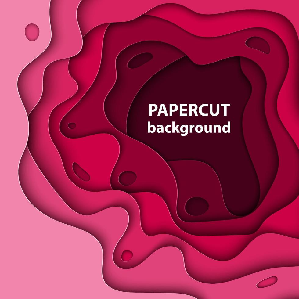 Vektorhintergrund mit magentafarbenen rosafarbenen Papierschnittformen. 3D abstrakter Papierkunststil, Designlayout für Geschäftspräsentationen, Flyer, Poster, Drucke, Dekoration, Karten, Broschüren vektor