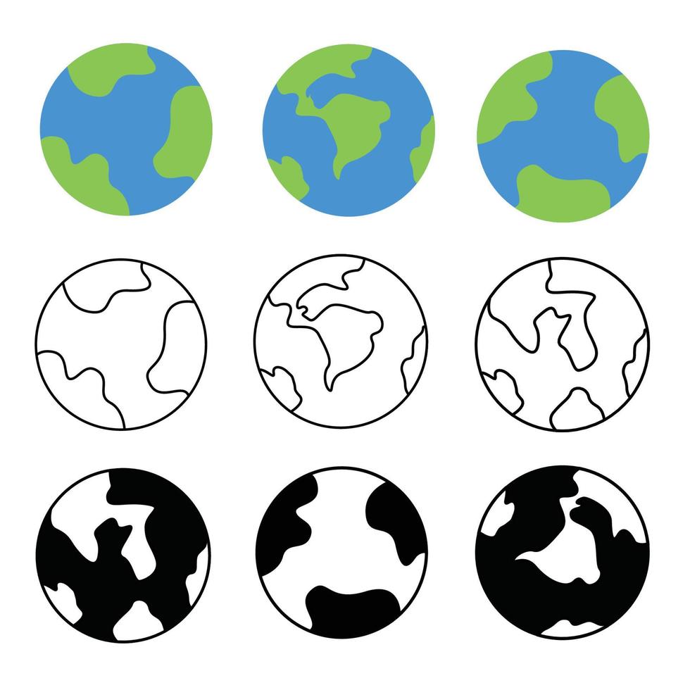 Erde Tag. einstellen Illustration eben Planet Erde. Vektor Illustration im ein einfach Zeichnung Stil kostenlos Vektor