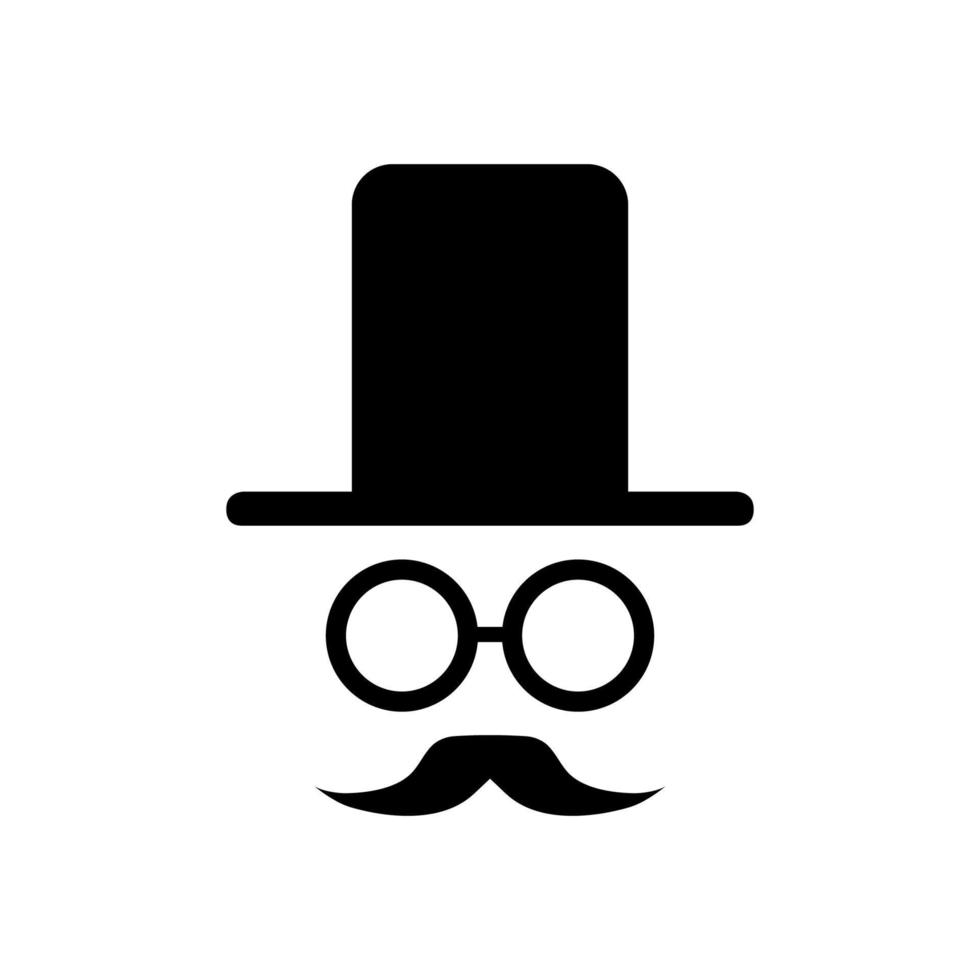 logotyp vektor design med glasögon hatt och mustasch