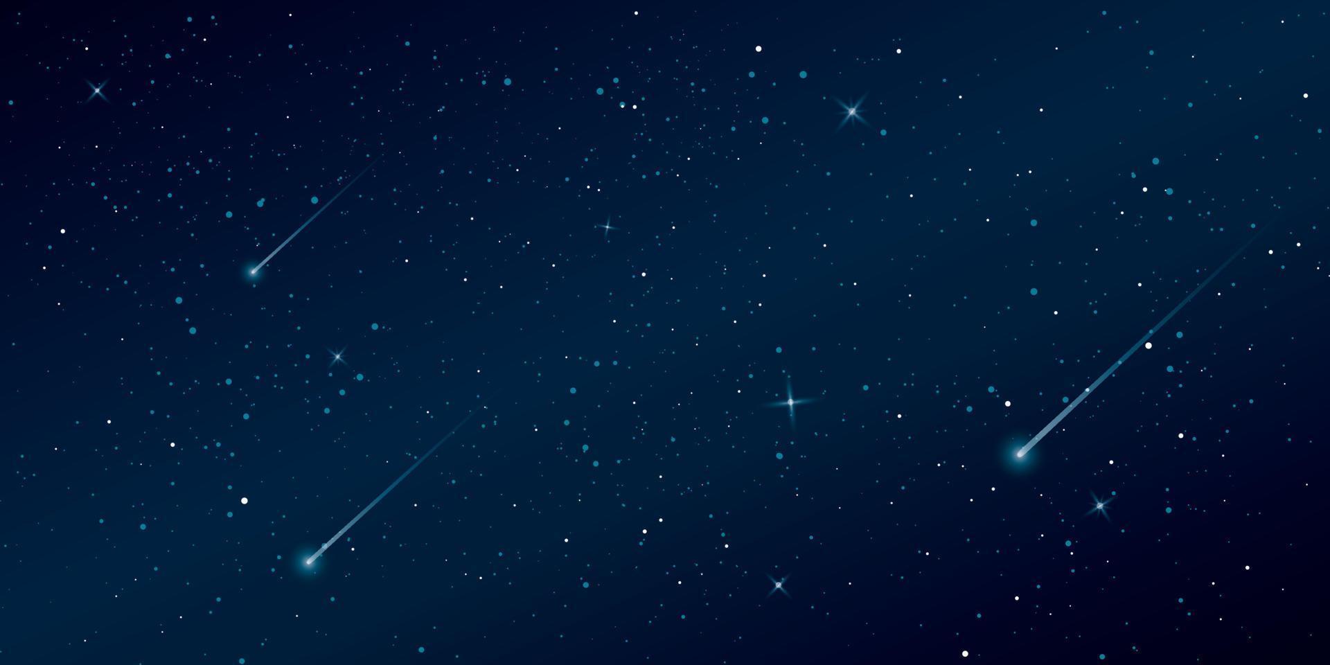 sternenklar und Komet im Universum Hintergrund. schön Blau Nacht Himmel mit Meteor Illustration. vektor