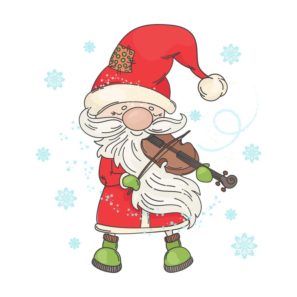 Violine Santa Theaterstücke fröhlich Weihnachten Vektor Illustration einstellen