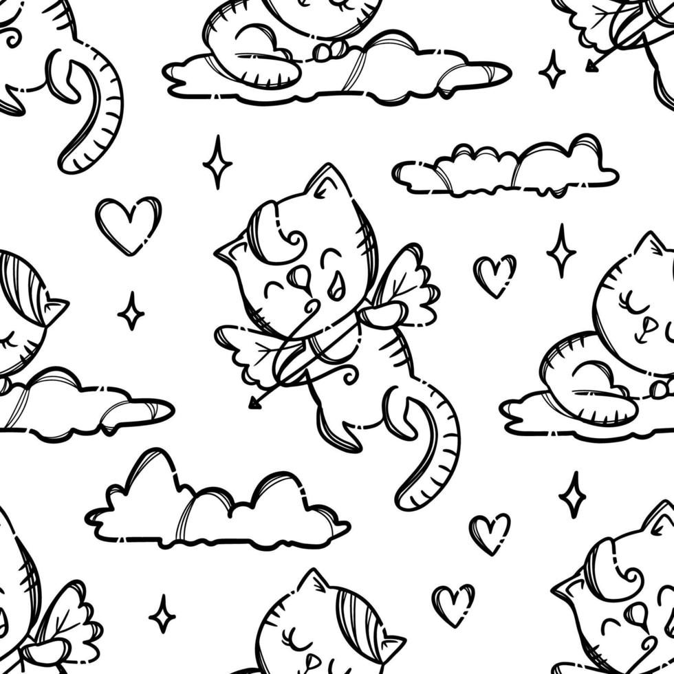 Valentinstag Tag Party Katze nahtlos Muster Vektor Illustration