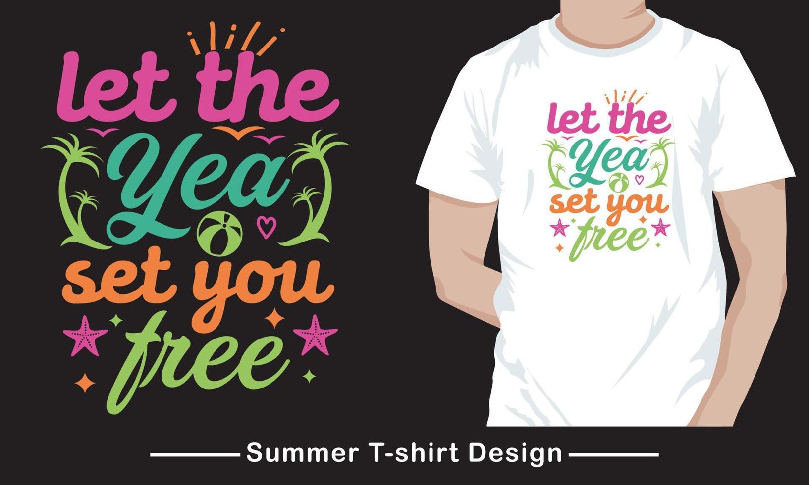 sommar t-shirt design, typografi, årgång, fri vektor