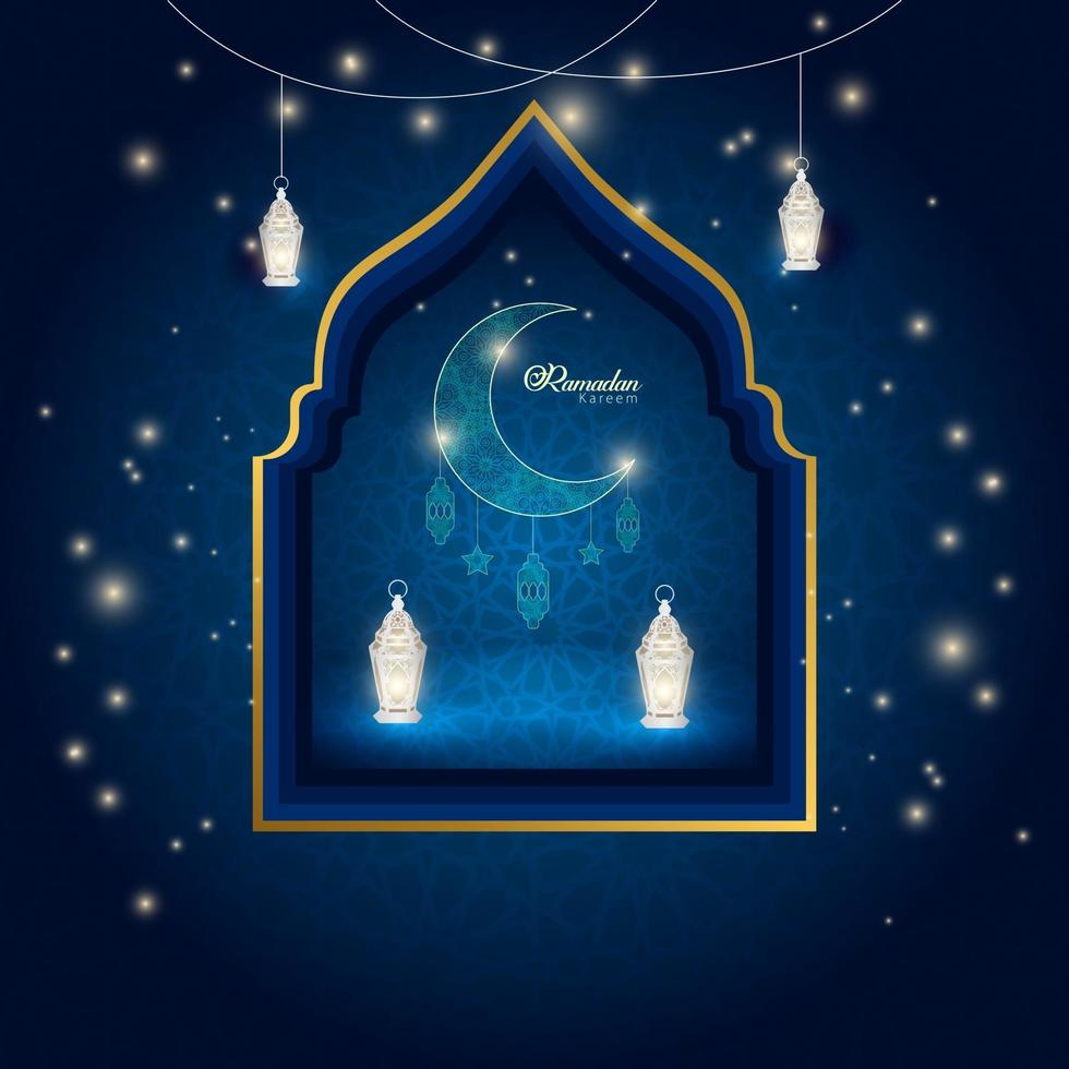 Ramadan Kareem islamische Feier blaue Nacht Hintergrund vektor