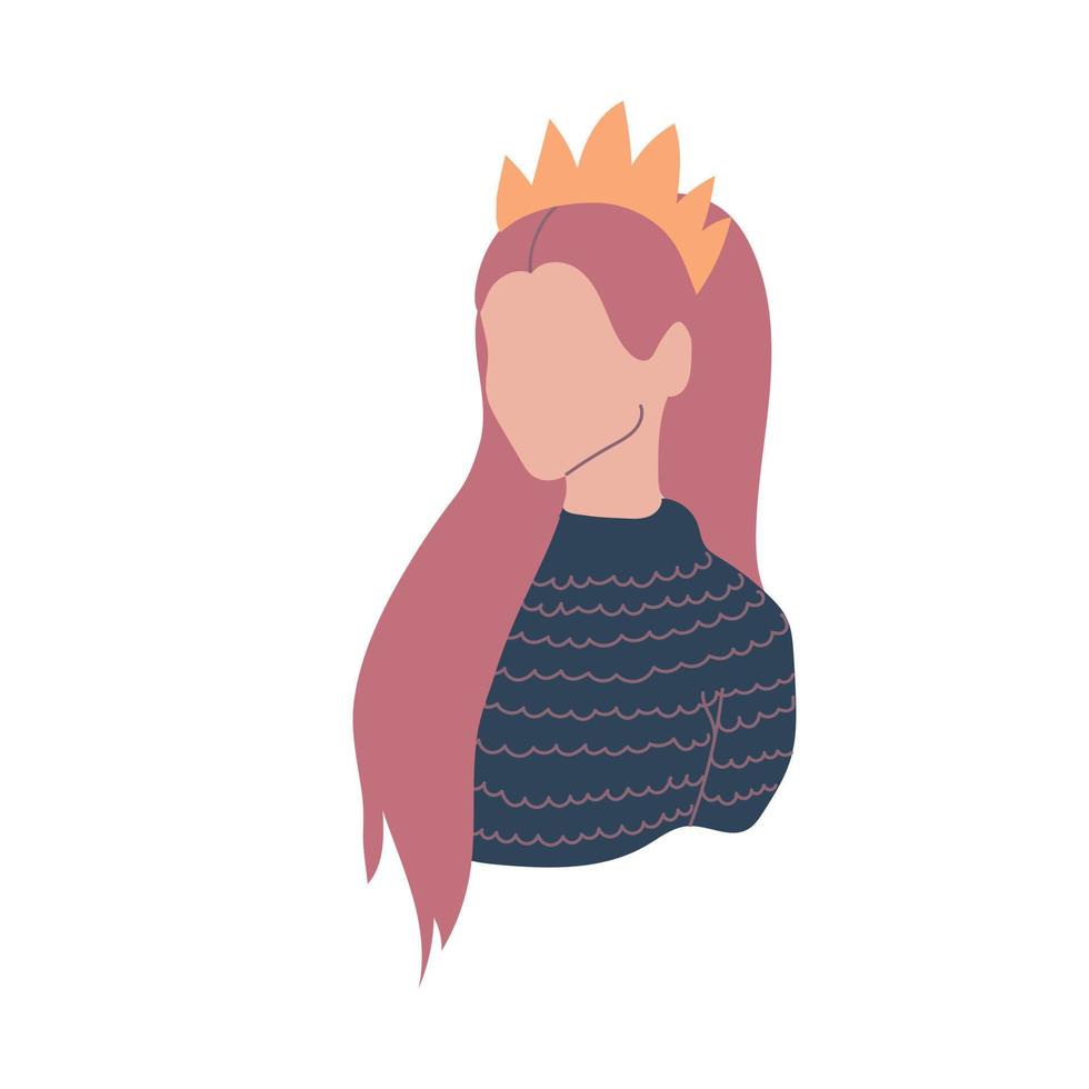 röd hår kvinna bär krona vektor illustration.