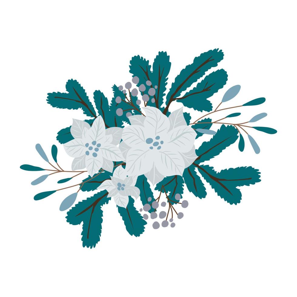 vinter- bukett botanisk arrangemang isolerat på vit bakgrund. vektor