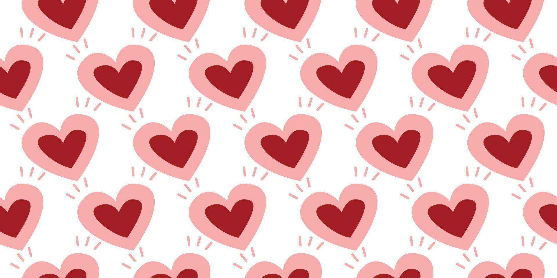 schön Muster Herz. geometrisch süß Stil Herz Vektor, Süss Romantik Muster Hand gezeichnet süß zum dekorieren das Hochzeit Karte zum Valentinstag Tag, Baby, mädchenhaft, Liebe Konzept. Rosa und rot Farbe vektor