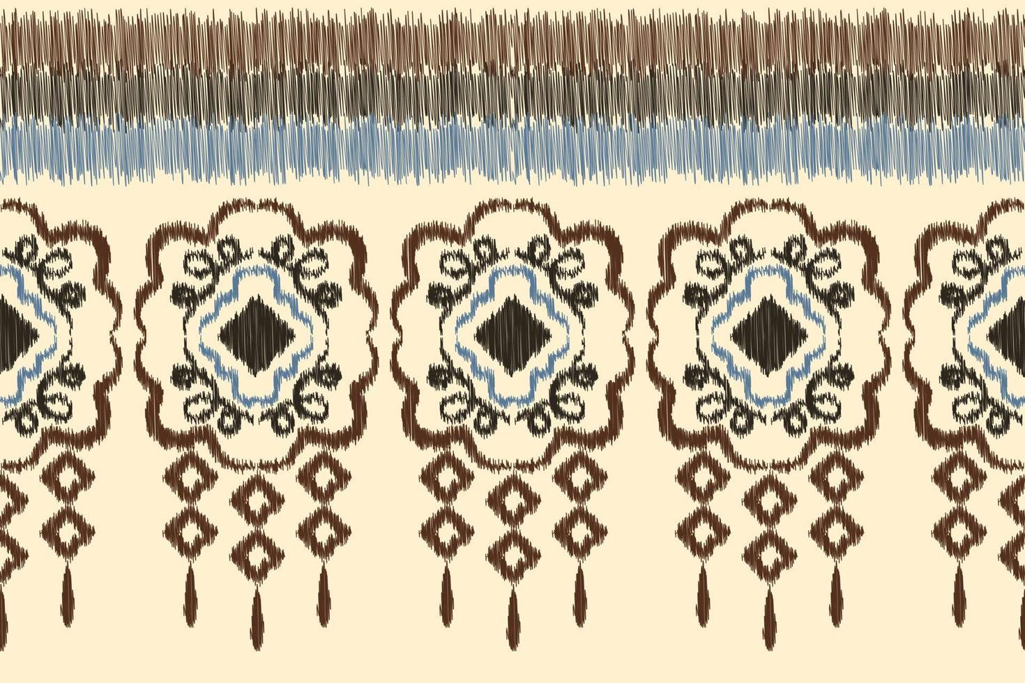 ethnisch Ikat Stoff Muster geometrisch Stil.afrikanisch Ikat Stickerei ethnisch orientalisch Muster Weiß braun Sahne Hintergrund. abstrakt, vektor, illustration. zum Textur, Kleidung, Verpackung, Dekoration, Teppich. vektor