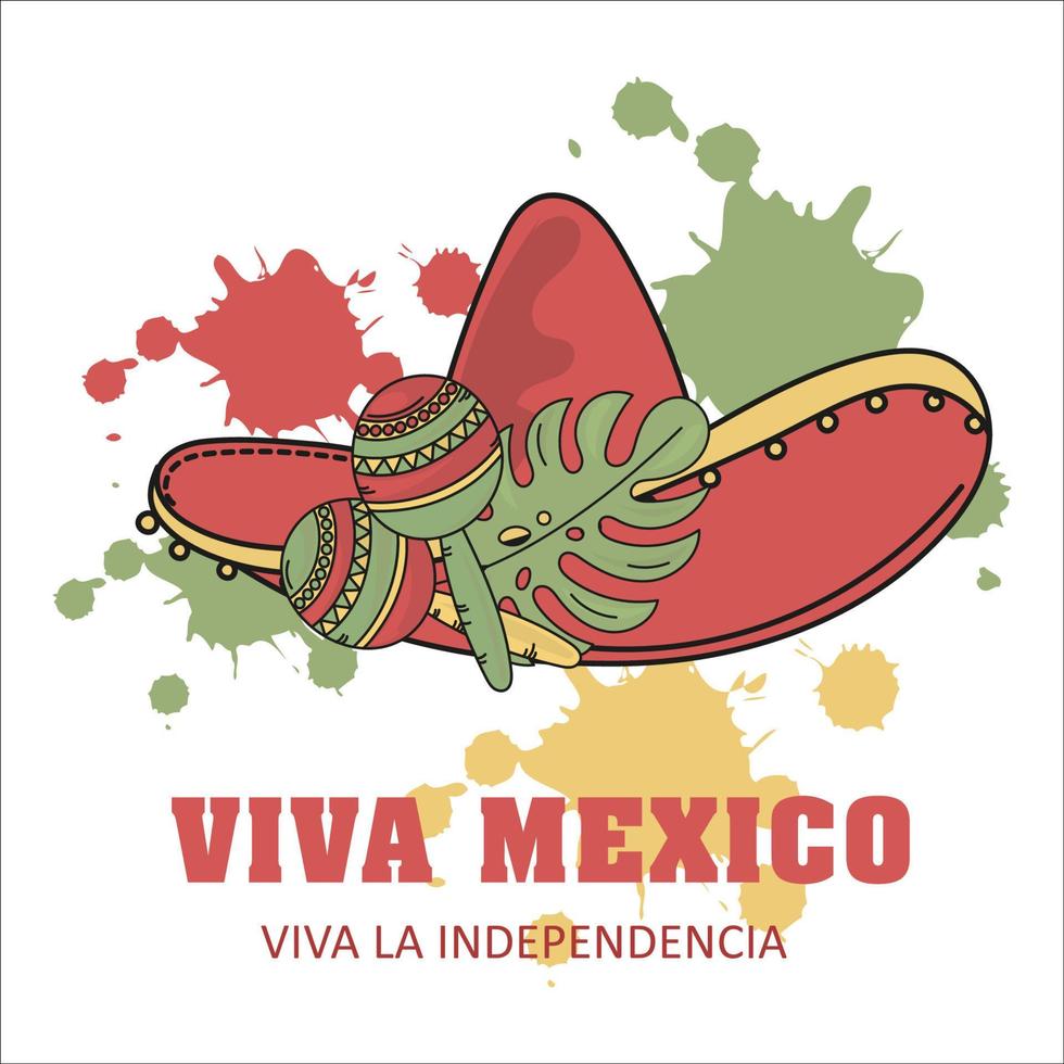viva Unabhängigkeit Urlaub Mexiko Vektor Illustration einstellen