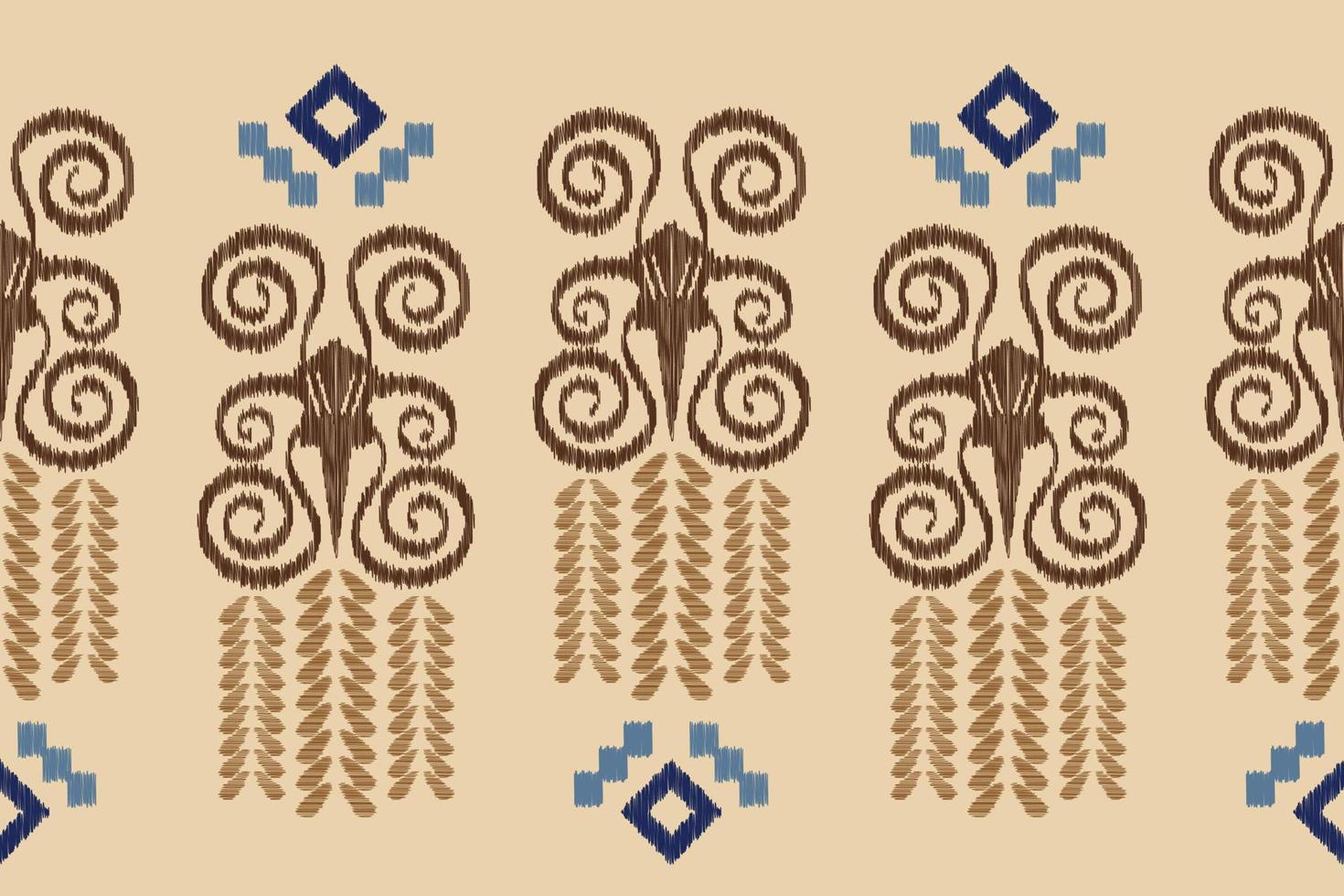 ethnisch Ikat Stoff Muster geometrisch Stil.afrikanisch Ikat Stickerei ethnisch orientalisch Muster Weiß braun Sahne Hintergrund. abstrakt, vektor, illustration. zum Textur, Kleidung, Verpackung, Dekoration, Teppich. vektor