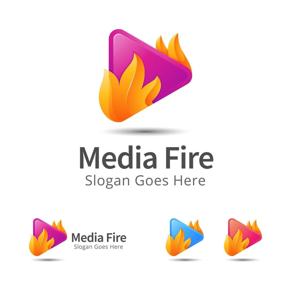 Medien und Feuer moderne Logo-Design-Vorlage vektor