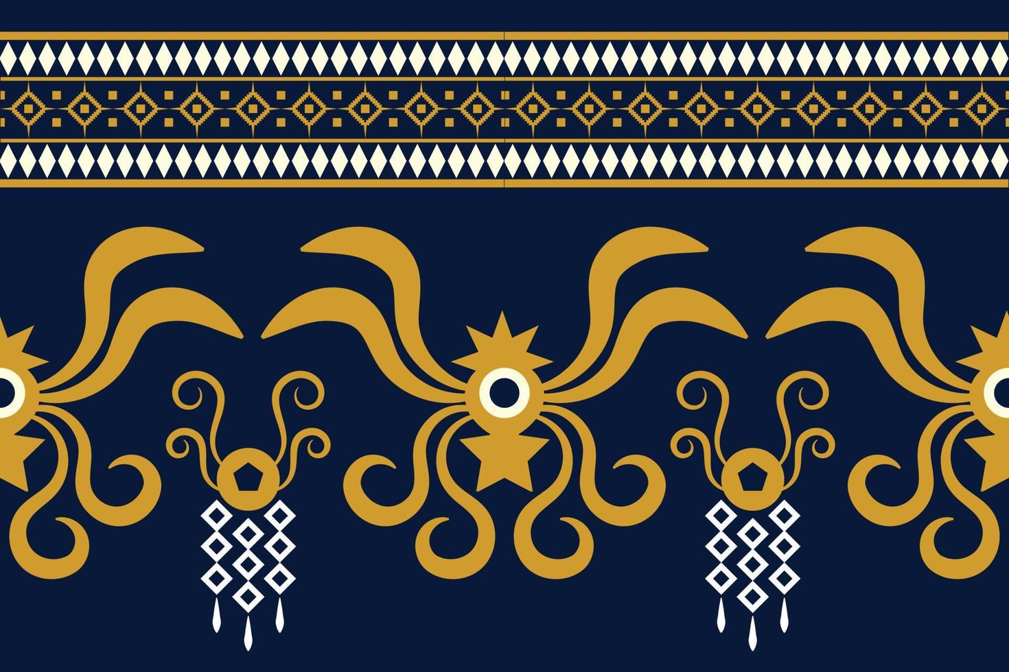 geometrischer stil des ethnischen stoffmusters. Sarong aztekisches ethnisches orientalisches Muster traditioneller dunkler marineblauer Hintergrund. abstrakt, vektor, illustration. Verwendung für Textur, Kleidung, Verpackung, Dekoration, Teppich. vektor