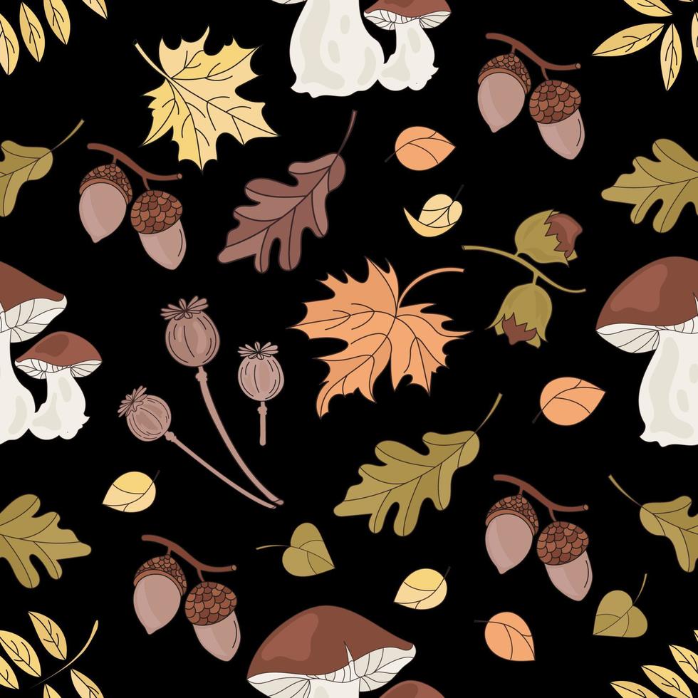 Herbst Pilz Natur nahtlos Muster Vektor Illustration